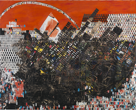 Mark Bradford, "Scorched Earth", Photo Credit: Frieze Magazine, WEXNER CENTER FOR THE ARTS, COLUMBUS, OHIO