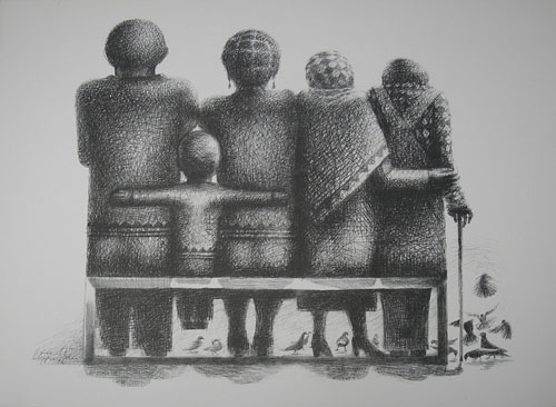 "The Family", John Biggers. Photo C/O Golden State Mutual Insurance Comapny, CACLO